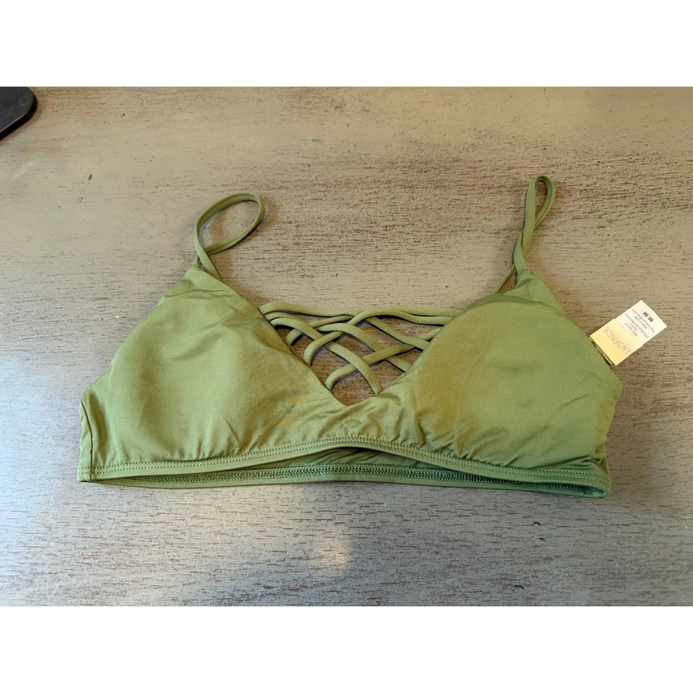 L*Space Olive Green Lattice Strappy Bikini Top Size Medium M